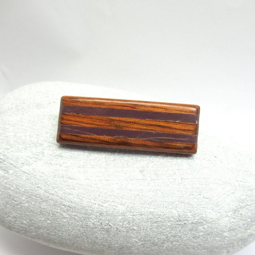 Wood Inlay Brooch